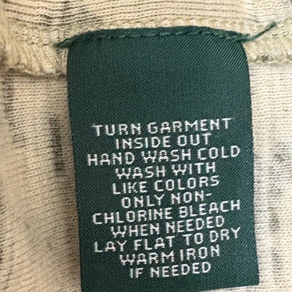 Lauren by Ralph Lauren Beige & Olive Pattern Crochet Macrame Tank Top Size XL - Picture 8 of 10